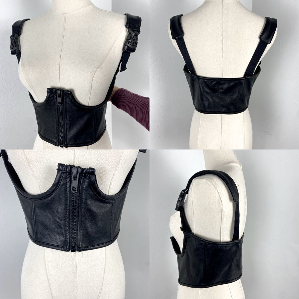 POSTER GIRL Womens M Black Underbust Zippered Corset Grunge Punk‎ Renaissance